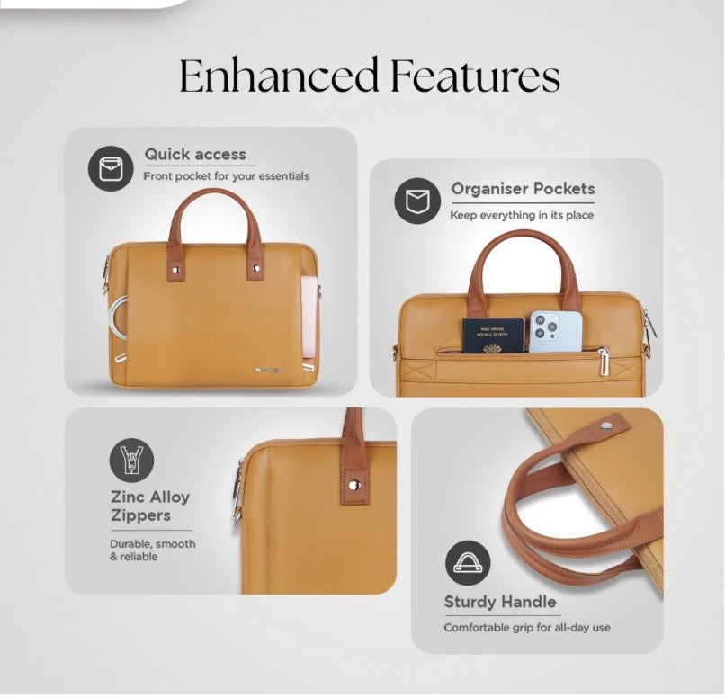 Elan Sleeve Slim Laptop Bag For Upto 16 Inch Macbook/Laptop(Mustard)