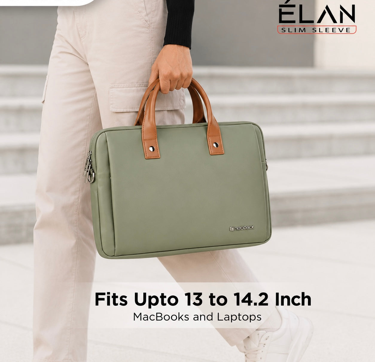 Elan Sleeve Slim Laptop Bag For Upto 13 Inch To 14.2 Inch Macbook/Laptop (Green)