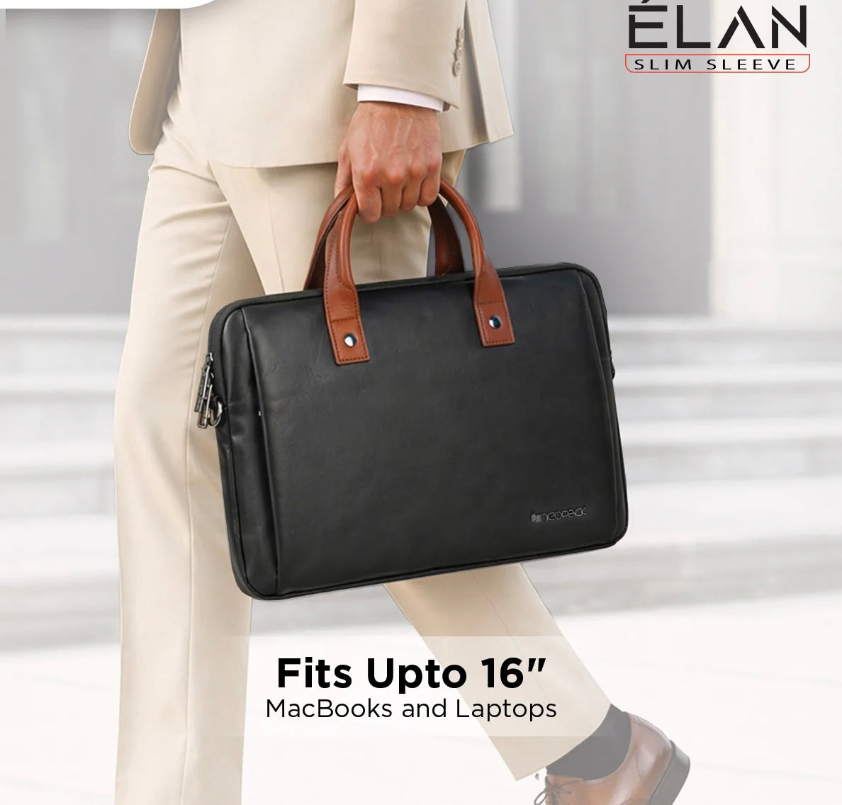 Elan Sleeve Slim Laptop Bag For Upto 16 Inch Macbook/Laptop( Black)