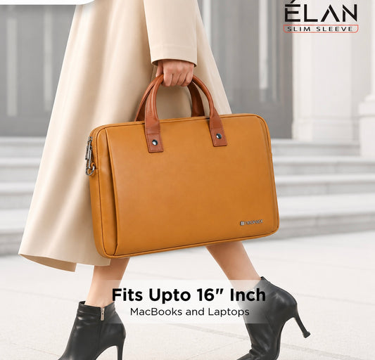 Elan Sleeve Slim Laptop Bag For Upto 16 Inch Macbook/Laptop(Mustard)