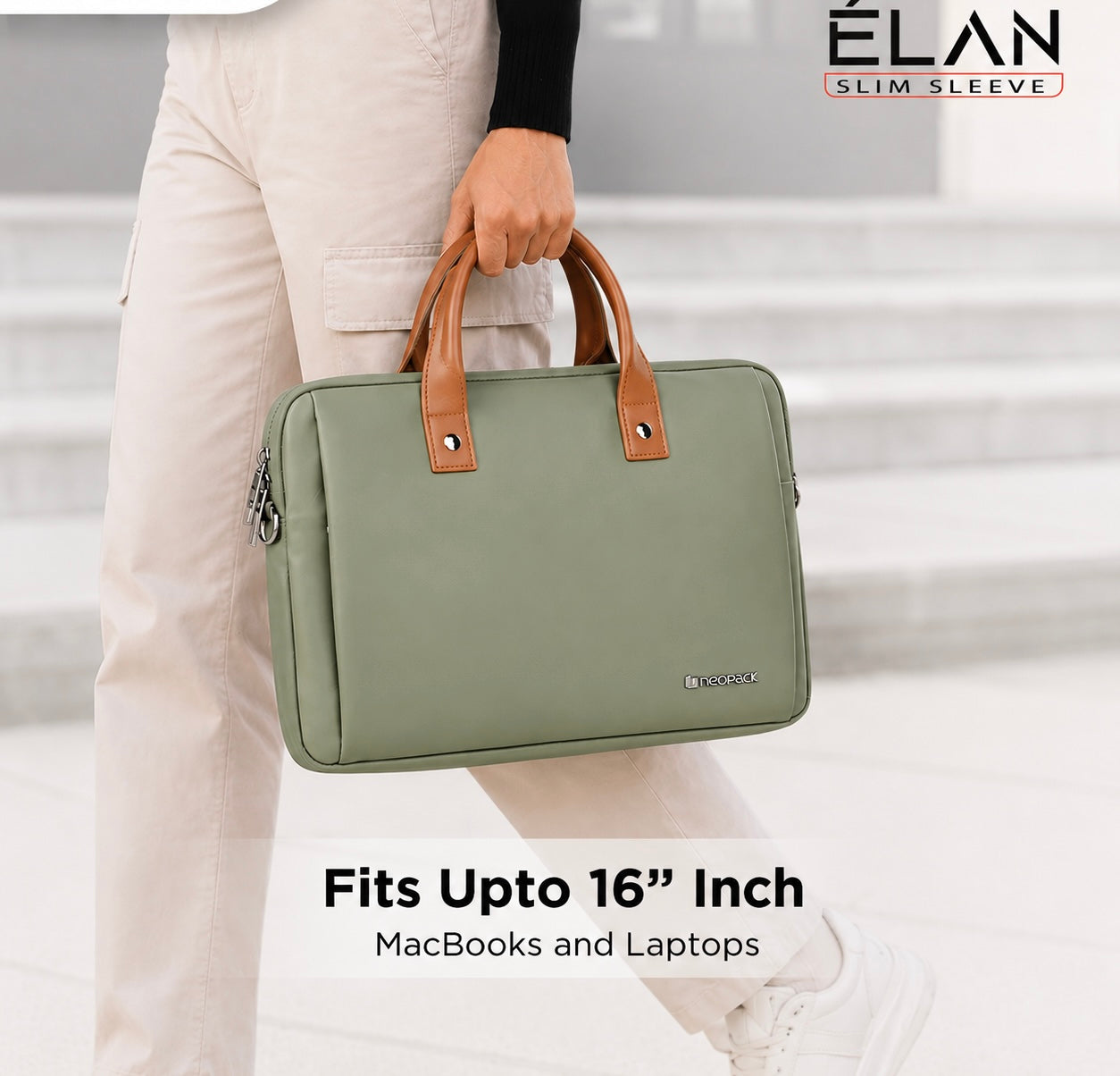 Elan Sleeve Slim Laptop Bag For Upto 16 Inch Macbook/Laptop(Green)