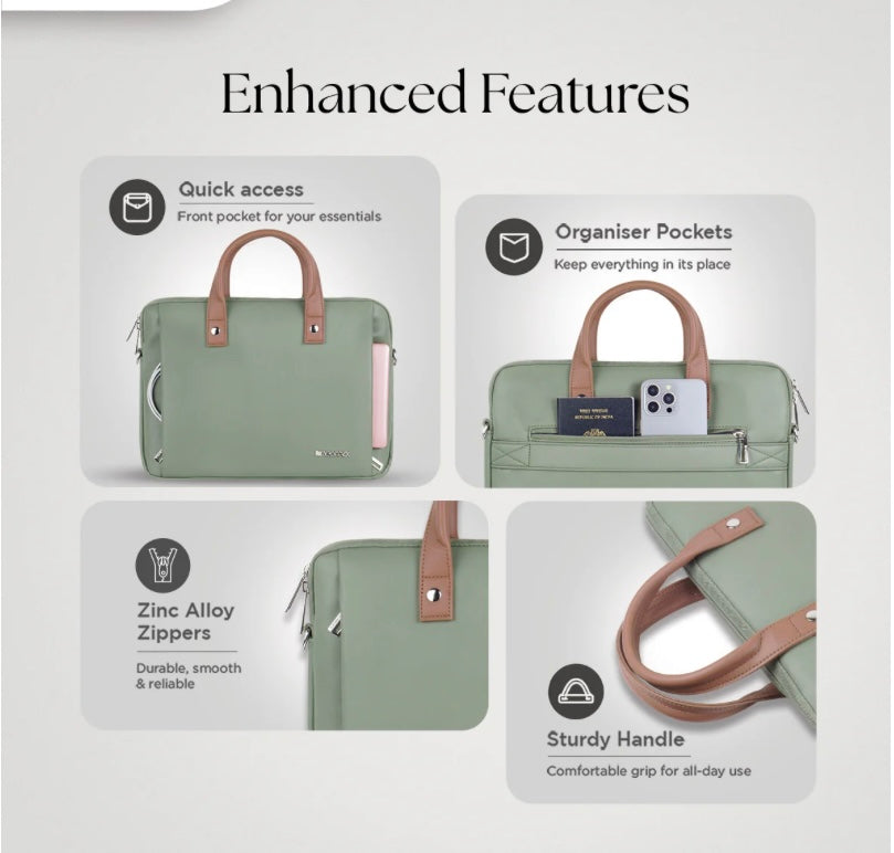 Elan Sleeve Slim Laptop Bag For Upto 16 Inch Macbook/Laptop(Green)