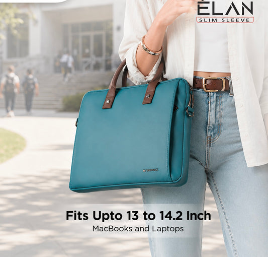 Elan Sleeve Slim Laptop Bag For Upto 13 Inch To 14.2 Inch Macbook/Laptop (Blue)