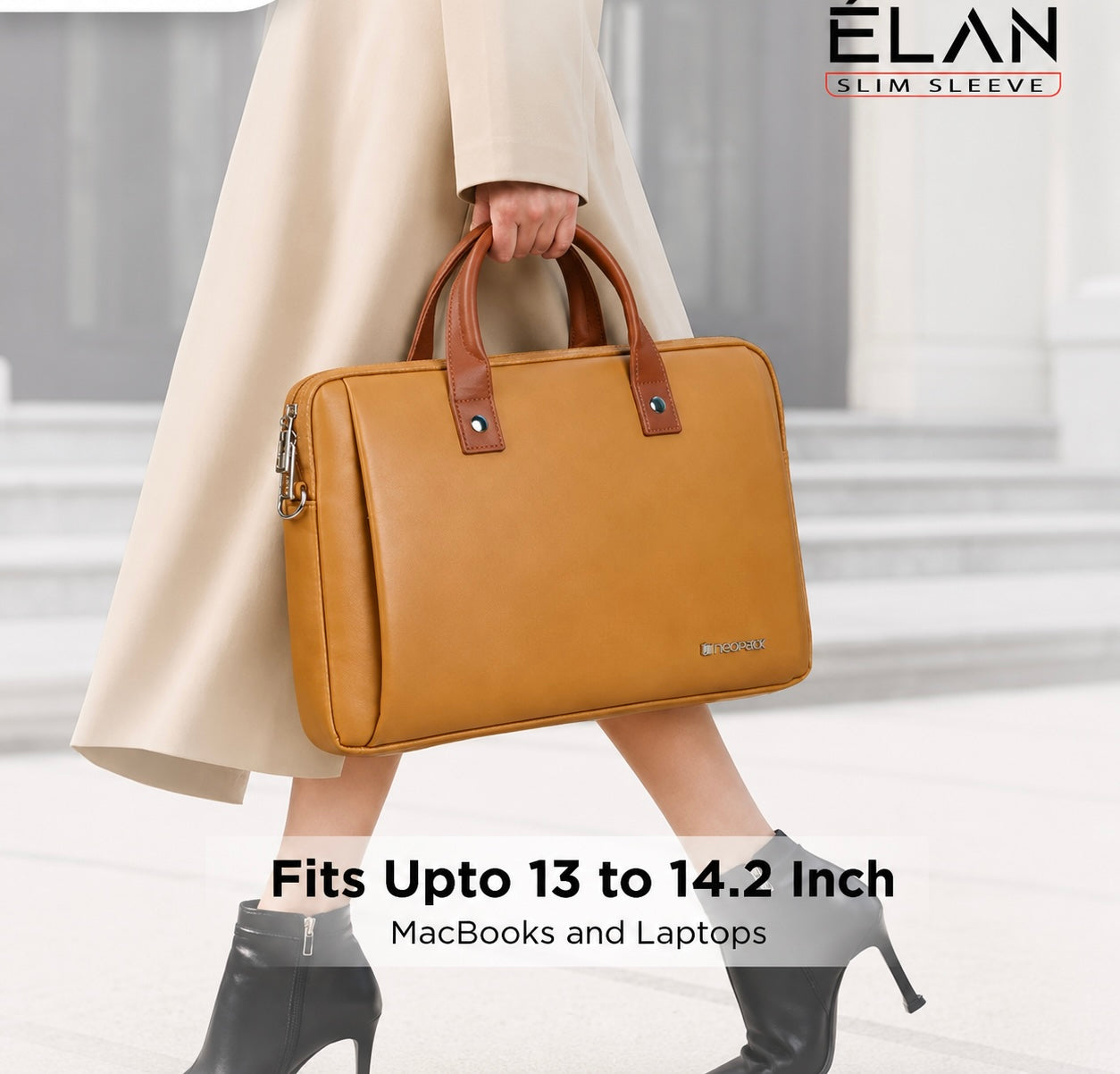 Elan Sleeve Slim Laptop Bag For Upto 13 Inch To 14.2 Inch Macbook/Laptop (Mustard)
