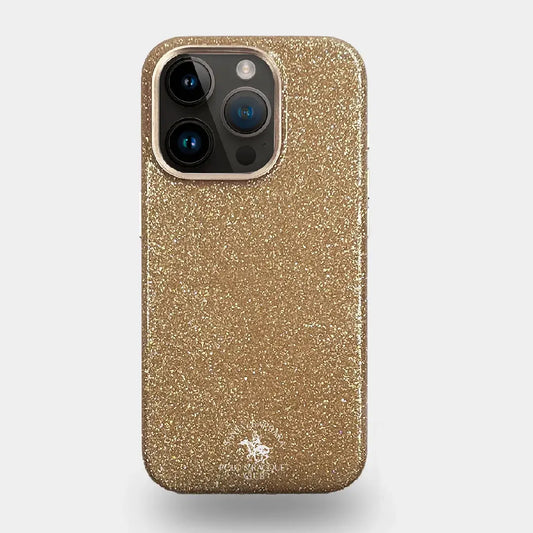 Santa Barbara Polo Aurora Series Glitter Back Cover iPhone 15 Pro Max (Golden)