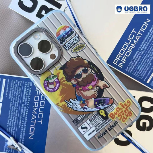 OGBRO Creative Art Design Beach Vintage Magnetic Drop Protection Case with Aluminum Lens Frame Protection for iPhone 15 Pro Max (Artist)
