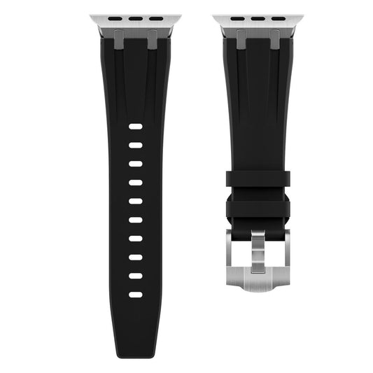 New Style Silicon Watch Band With Metal Connectors 42/44/45 & 49mm (Silver & Black)