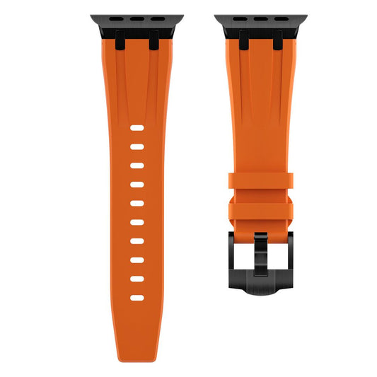 New Style Silicon Watch Band With Metal Connectors 42/44/45 & 49mm (Black & Orange)