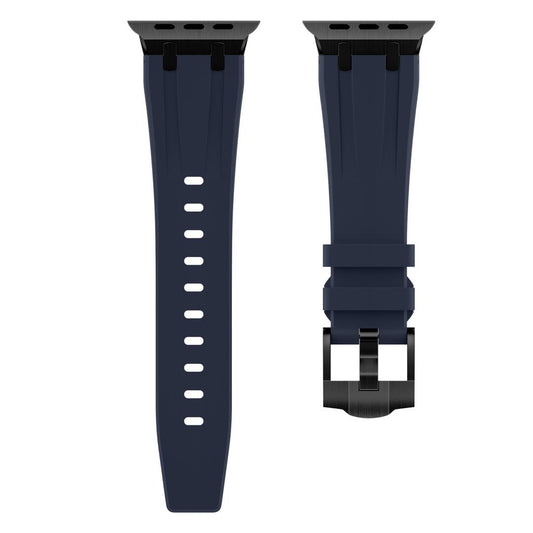 New Style Silicon Watch Band With Metal Connectors 42/44/45 & 49mm (Black & Blue)