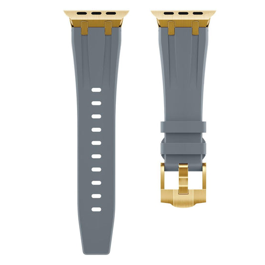 New Style Silicon Watch Band With Metal Connectors 42/44/45 & 49mm (Gold & Grey)