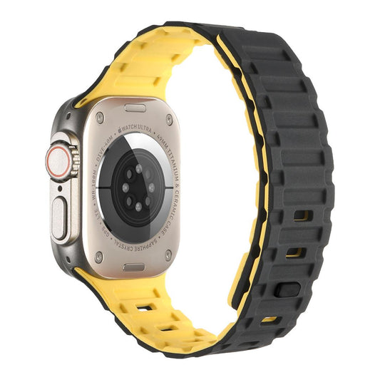 Magnetic Silicon Watch Band for iWatch 42/44/45 & 49 mm  (Black & Yellow)