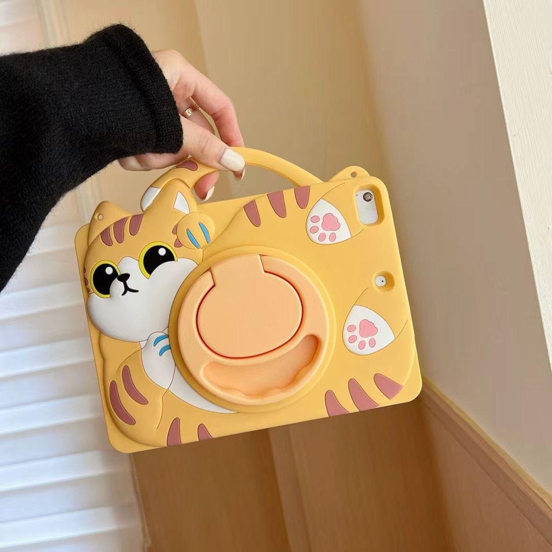 Cartoon Silicone Child Protective Cover for iPad 10.9 (10th Gen) with Adjustable Stand Cover, Cute Cartoon Design Shockproof Silicone Case