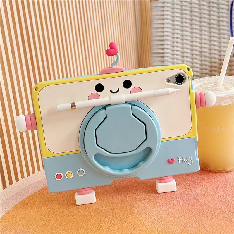 Cartoon Silicone Child Protective Cover for iPad 10.9 (Air 4, Air 5) with Adjustable Stand Cover, Cute Cartoon Design Shockproof Silicone Case