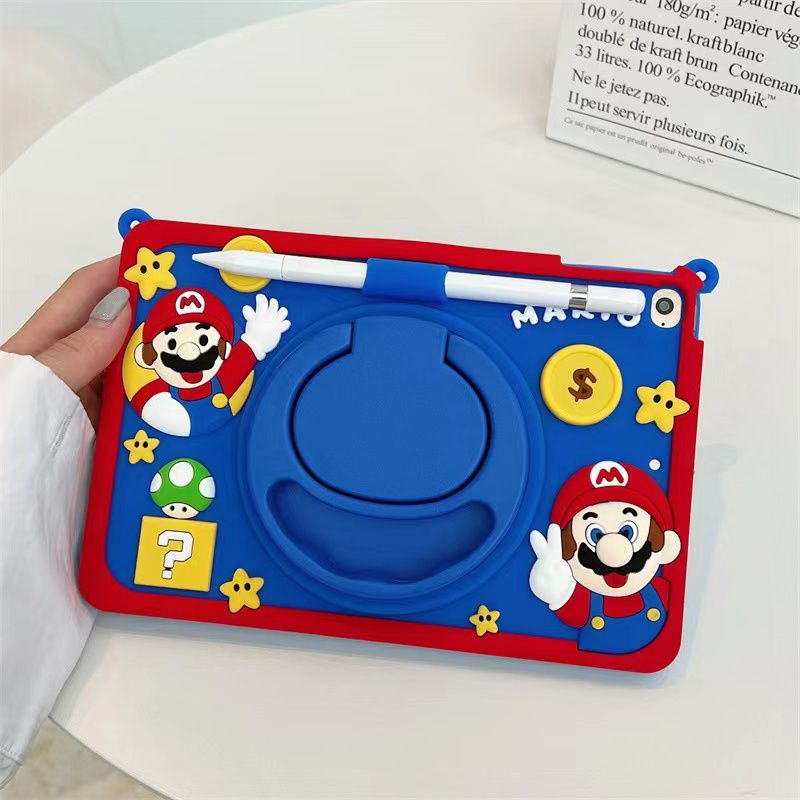 Cartoon Silicone Child Protective Cover for iPad 10.9 (Air 4, Air 5) with Adjustable Stand Cover, Cute Cartoon Design Shockproof Silicone Case