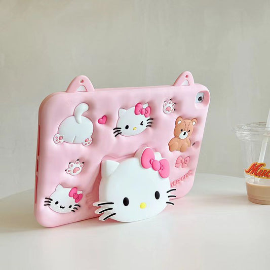 Cartoon Silicone Child Protective Cover for iPad 9.7 with Adjustable Stand Cover, Cute Cartoon Design Shockproof Silicone Case