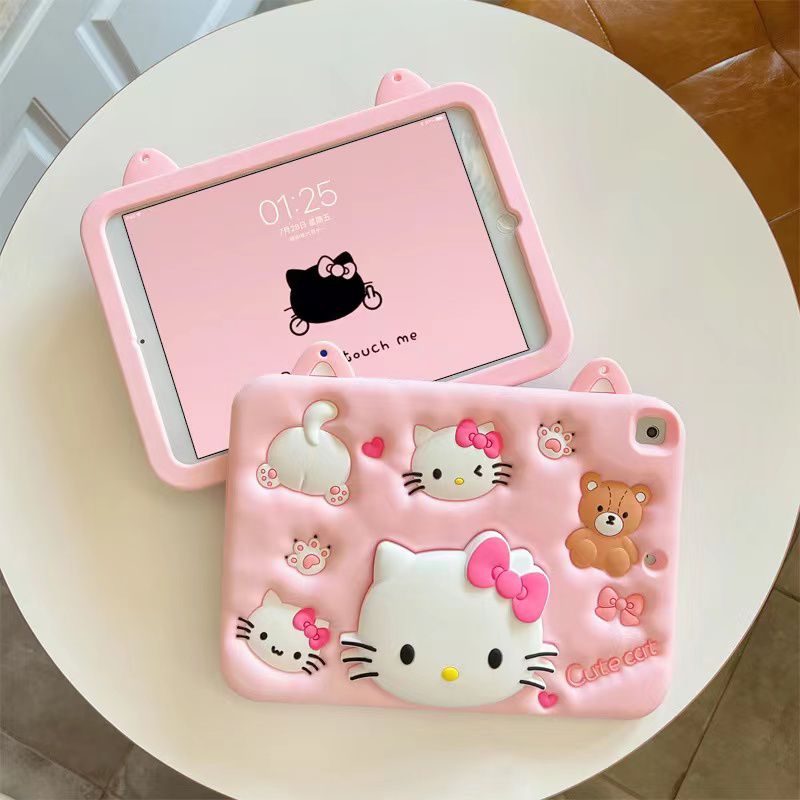 Cartoon Silicone Child Protective Cover for iPad 10.9 (Air4, Air 5) with Adjustable Stand Cover, Cute Cartoon Design Shockproof Silicone Case