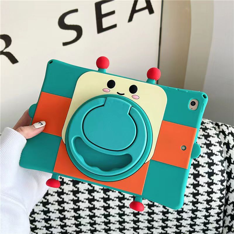 Cartoon Silicone Child Protective Cover for iPad 10.9 (Air 4, Air 5) with Adjustable Stand Cover, Cute Cartoon Design Shockproof Silicone Case