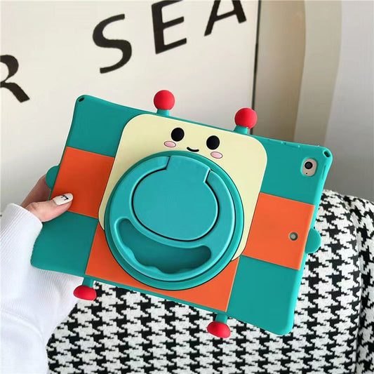 Cartoon Silicone Child Protective Cover for iPad 10.2 with Adjustable Stand Cover, Cute Cartoon Design Shockproof Silicone Case