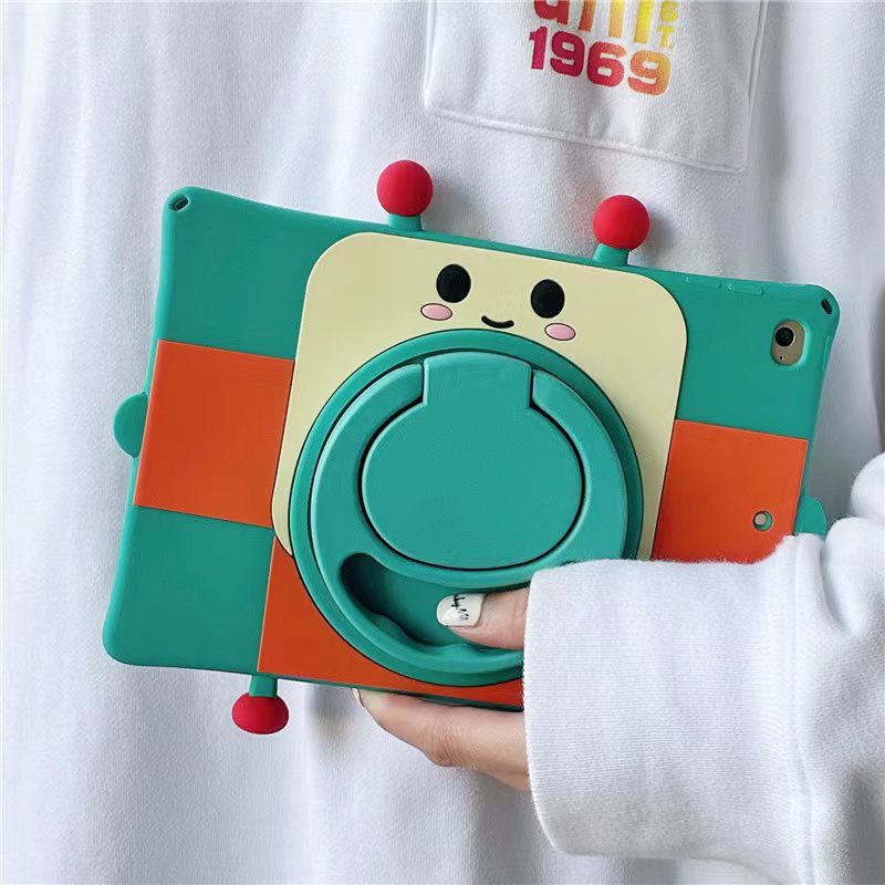 Cartoon Silicone Child Protective Cover for iPad 10.9 (Air 4, Air 5) with Adjustable Stand Cover, Cute Cartoon Design Shockproof Silicone Case