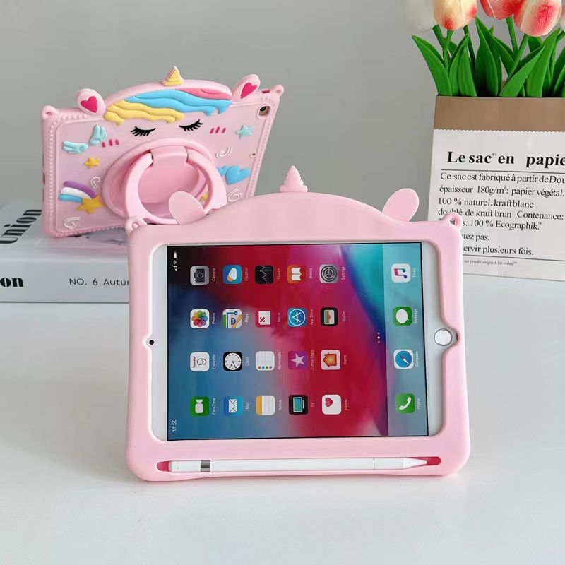 Cartoon Silicone Child Protective Cover for iPad 10.9(Air 4, Air 5) with Adjustable Stand Cover, Cute Cartoon Design Shockproof Silicone Case