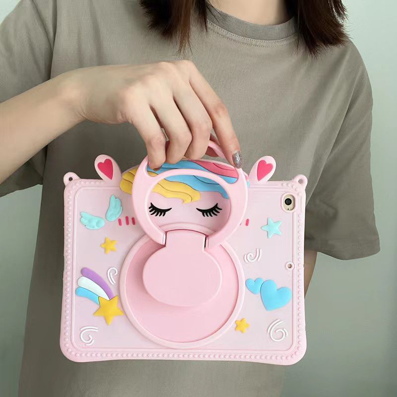 Cartoon Silicone Child Protective Cover for iPad 10.9(10th Gen) with Adjustable Stand Cover, Cute Cartoon Design Shockproof Silicone Case