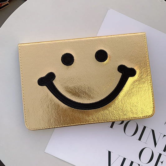 Smiley Chrome Finish Golden Foldable Flip Case for iPad 10.2