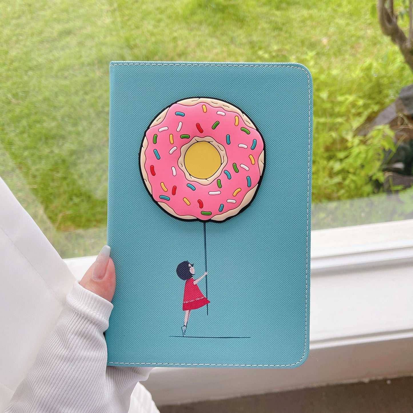 3D Donut Designer  PU Leather Finish Black Foldable Flip Case for iPad 10.9 (10th Gen 2022)