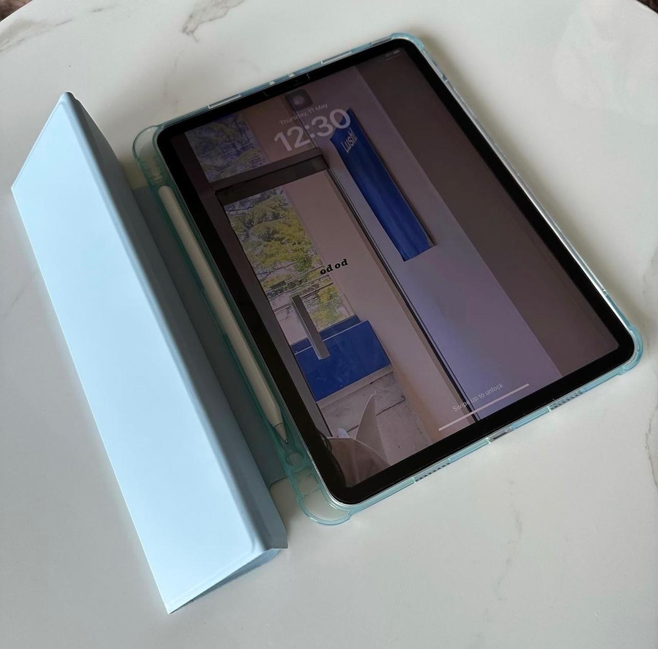 Light Blue  PU Leather Finish Foldable Flip Case for iPad 10.2