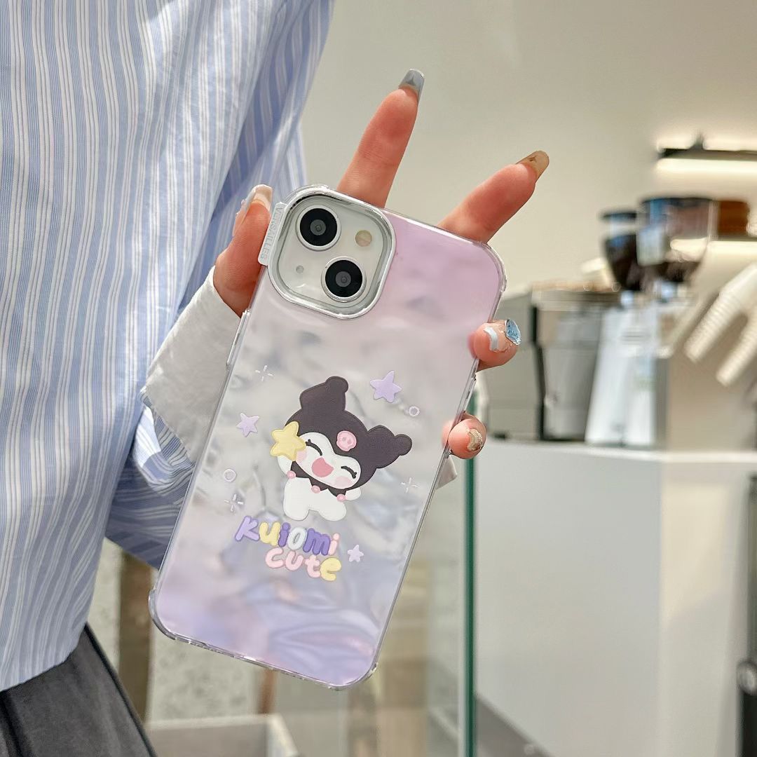 Kuromi Cute Silver Chrome Designer Silicon Case for iPhone 14