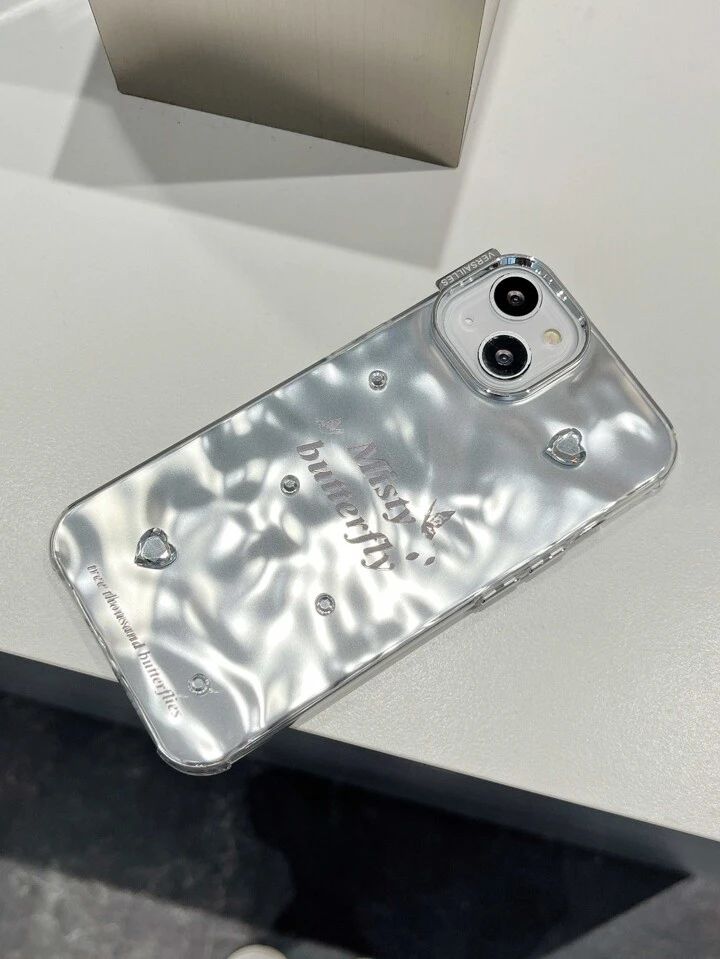 Misty Butterfly Silver Chrome Designer Silicon Case for iPhone 15 Pro Max