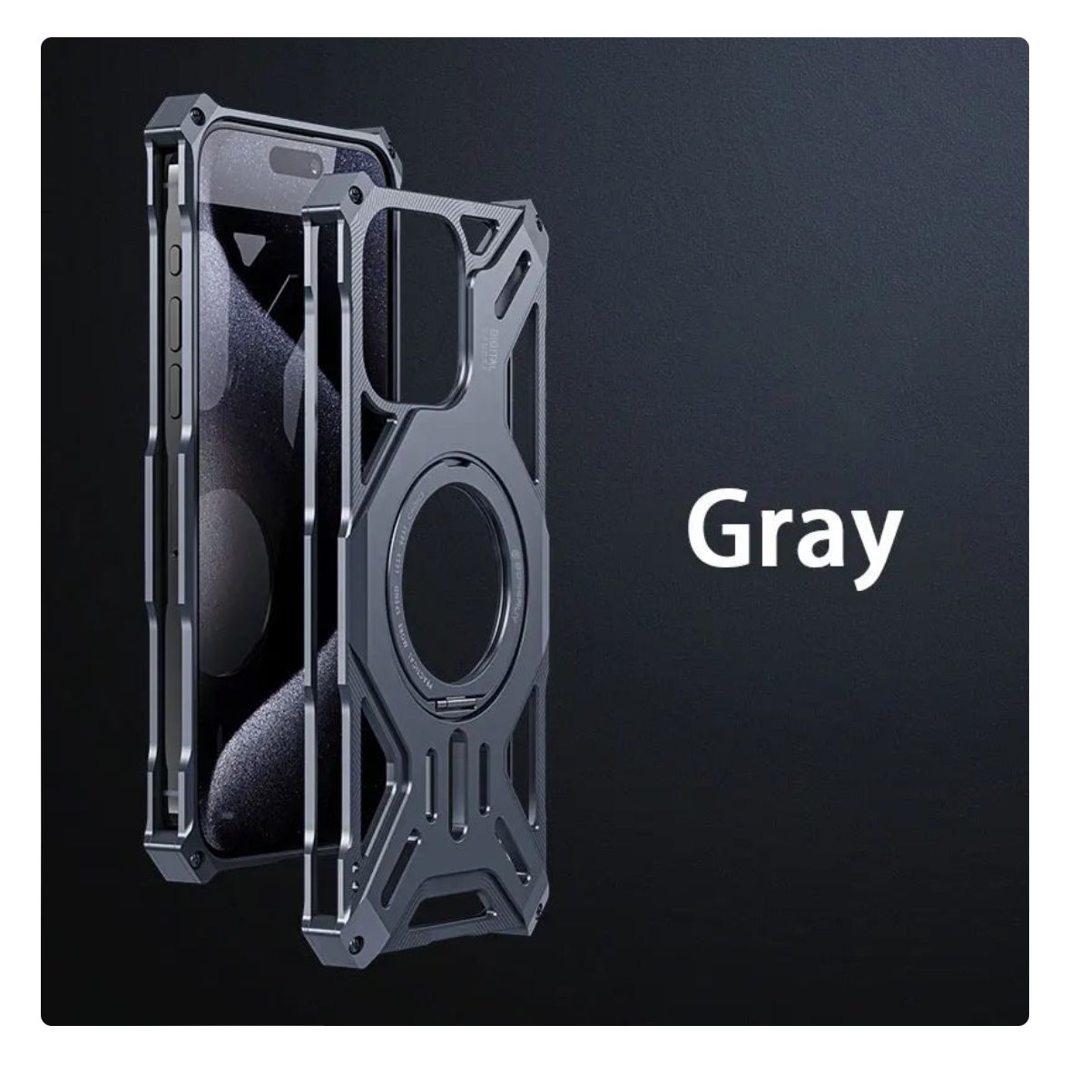 Metallic Luxury Hollow Aluminium Case for iPhone 15 Pro Max (Grey)