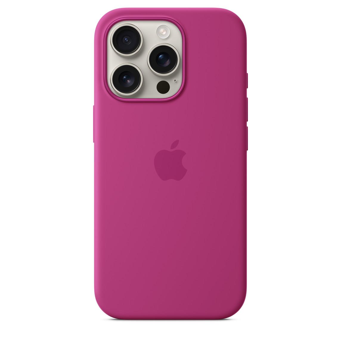 Logo Silicon Case for iPhone 16 Pro  (Fuschia Pink)