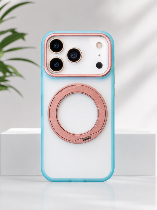 Double Colour Matte Finish Magsafe Stand Case for iPhone 17 Pro (Green/Pink)