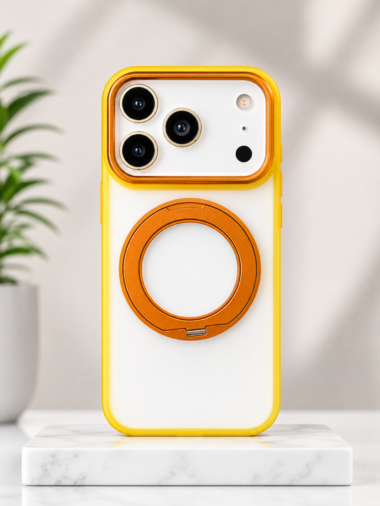 Double Colour Matte Finish Magsafe Stand Case for iPhone 17 Pro (Yellow/Orange)