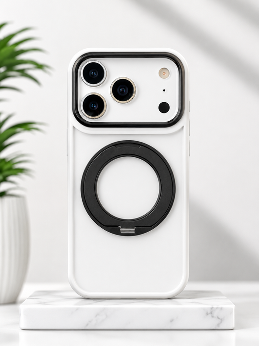 Double Colour Matte Finish Magsafe Stand Case for iPhone 17 Pro (Black/White)