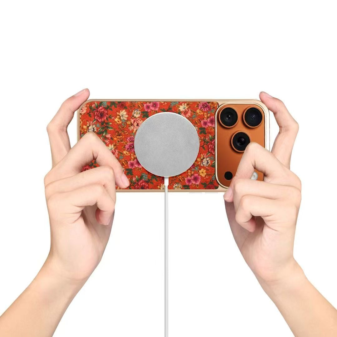 Floral Designer MagSafe Case for IPhone 17 Pro (Orange)