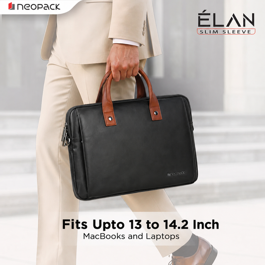 Elan Sleeve Slim Laptop Bag For Upto 13 Inch To 14.2 Inch Macbook/Laptop (Black)