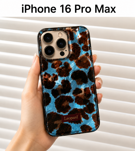 Leopard Pattern Case For iPhone16 Pro Max(Blue/Brown)