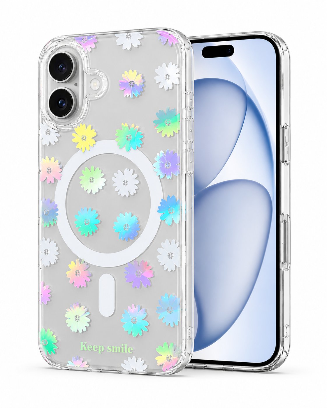 Floral Transparent Designer MagSafe Case For iPhone 16 (Design 2)