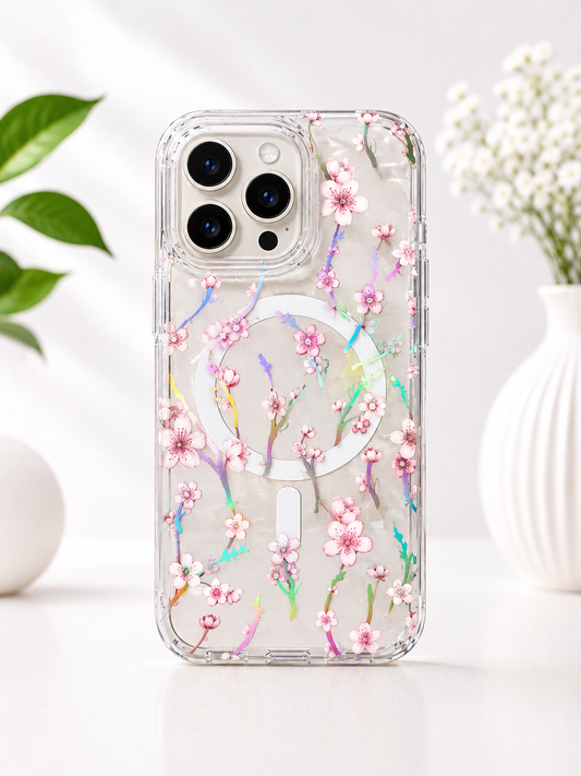 Floral Transparent Designer MagSafe Case For iPhone16 Pro(Floral3)