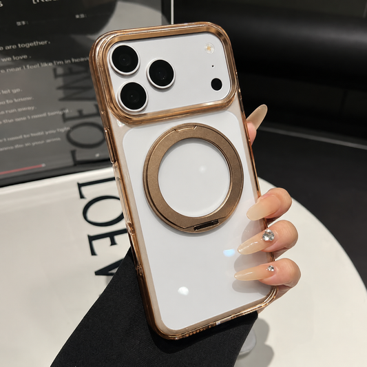 Transparent MagSafe Stand Double Colour Case For iPhone17 Pro(Brown)