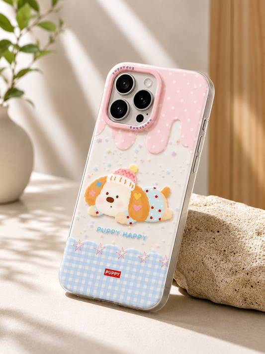 Cartoon Designer Matte Finish Case for iPhone 15 Pro Max(Puppy Happy)