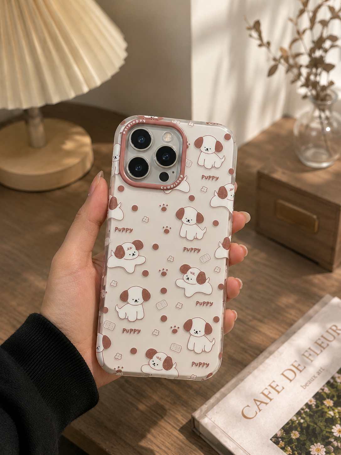 Cartoon Designer Matte Finish Case for iPhone 15 Pro Max(Puppy L.Brown)
