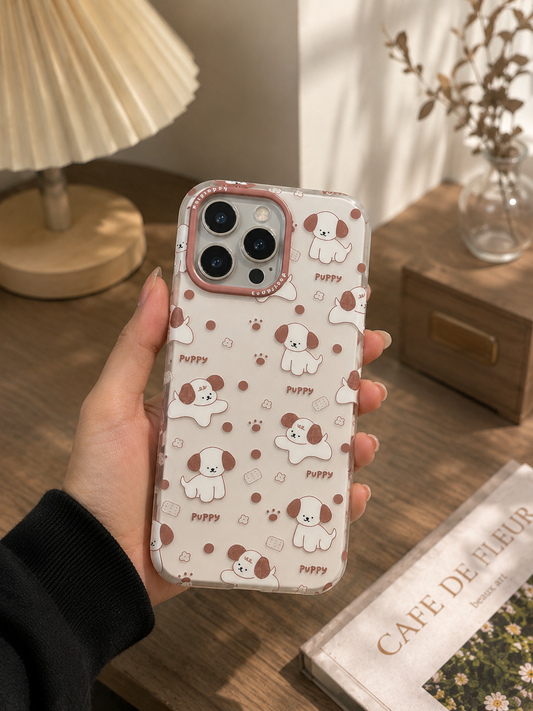 Cartoon Designer Matte Finish Case for iPhone 15 Pro Max(Puppy L.Brown)