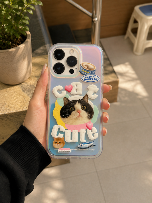 Cartoon Designer Matte Finish Case for iPhone 15 Pro Max(Cat Cute)