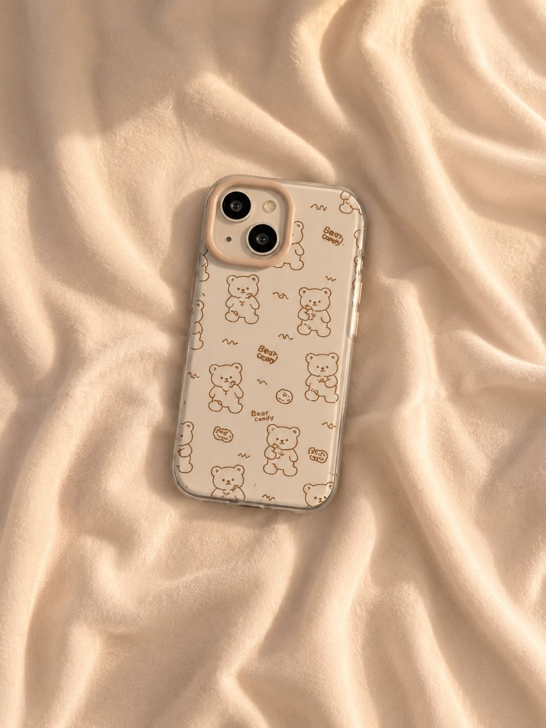 Cartoon Designer Matte Finish Case for iPhone 15(Bear L.Brown)