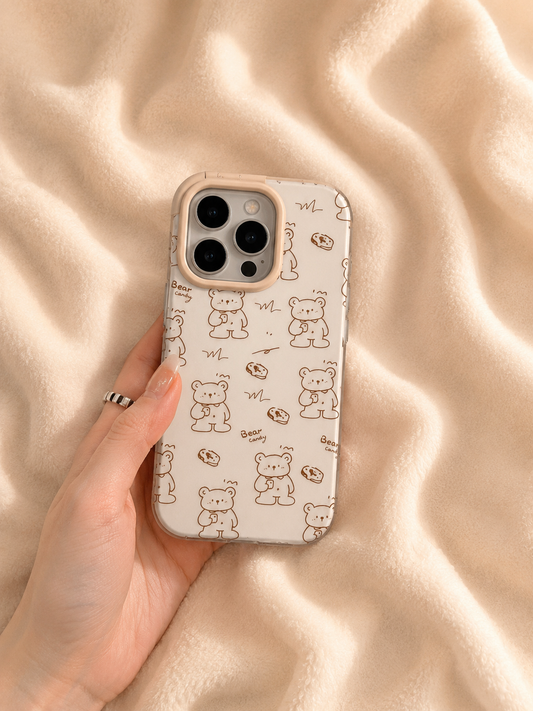 Cartoon Designer Matte Finish Case for iPhone 15 Pro Max(Bear L.Brown)