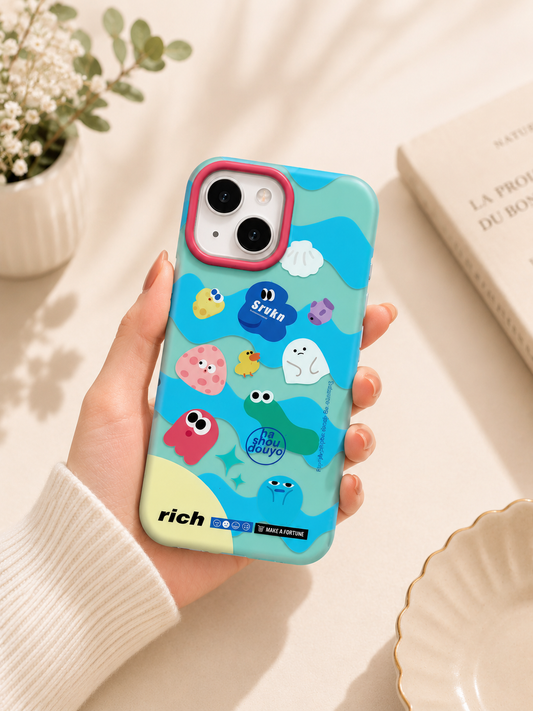 Cartoon Designer Matte Finish Case for iPhone 15(Rich Blue)