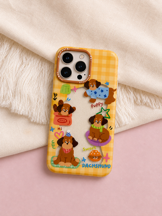 Cartoon Designer Matte Finish Case for iPhone 16 Pro Max(Puppy Dachshund)