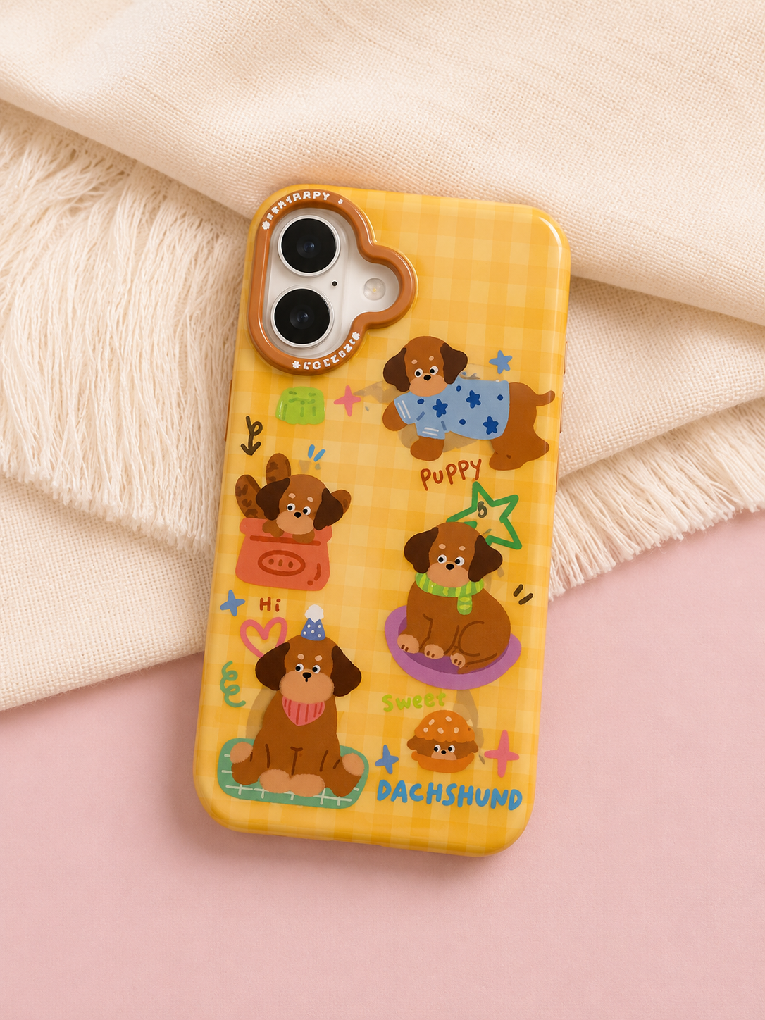 Cartoon Designer Matte Finish Case for iPhone 16(Puppy Dachshund)